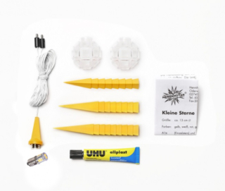 Moravská hvězda A1b žlutá, plast, 13 cm, LED